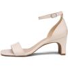 DREAM PAIRS Women’s Square Toe Low Block Chunky Heels Open Toe Ankle Strap Dress Pump Shoes(Nude)