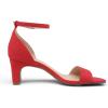 DREAM PAIRS Women’s Square Toe Low Block Chunky Heels Open Toe Ankle Strap Dress Pump Shoes(Red)