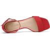 DREAM PAIRS Women’s Square Toe Low Block Chunky Heels Open Toe Ankle Strap Dress Pump Shoes(Red)