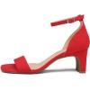 DREAM PAIRS Women’s Square Toe Low Block Chunky Heels Open Toe Ankle Strap Dress Pump Shoes(Red)