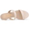 DREAM PAIRS Women’s Two Strap Open Toe Low Block Chunky Heels Sandals Dress Pumps Casual Summer Mules Shoes(Apricont/Pu)