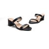DREAM PAIRS Women’s Two Strap Open Toe Low Block Chunky Heels Sandals Dress Pumps Casual Summer Mules Shoes(Black/Pu)