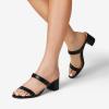DREAM PAIRS Women’s Two Strap Open Toe Low Block Chunky Heels Sandals Dress Pumps Casual Summer Mules Shoes(Black-stone)