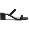 DREAM PAIRS Women’s Two Strap Open Toe Low Block Chunky Heels Sandals Dress Pumps Casual Summer Mules Shoes(Black-stone)