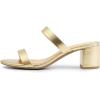 DREAM PAIRS Women’s Two Strap Open Toe Low Block Chunky Heels Sandals Dress Pumps Casual Summer Mules Shoes(Gold-pu)