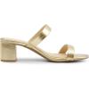 DREAM PAIRS Women’s Two Strap Open Toe Low Block Chunky Heels Sandals Dress Pumps Casual Summer Mules Shoes(Gold-pu)