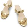 DREAM PAIRS Women’s Two Strap Open Toe Low Block Chunky Heels Sandals Dress Pumps Casual Summer Mules Shoes(Gold-pu)