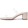 DREAM PAIRS Women’s Two Strap Open Toe Low Block Chunky Heels Sandals Dress Pumps Casual Summer Mules Shoes(Nude/Tpu)