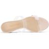 DREAM PAIRS Women’s Two Strap Open Toe Low Block Chunky Heels Sandals Dress Pumps Casual Summer Mules Shoes(Nude/Tpu)