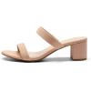 DREAM PAIRS Women’s Two Strap Open Toe Low Block Chunky Heels Sandals Dress Pumps Casual Summer Mules Shoes(Nude-nubuck)