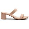 DREAM PAIRS Women’s Two Strap Open Toe Low Block Chunky Heels Sandals Dress Pumps Casual Summer Mules Shoes(Nude-nubuck)