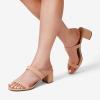 DREAM PAIRS Women’s Two Strap Open Toe Low Block Chunky Heels Sandals Dress Pumps Casual Summer Mules Shoes(Nude-nubuck)