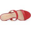 DREAM PAIRS Women’s Two Strap Open Toe Low Block Chunky Heels Sandals Dress Pumps Casual Summer Mules Shoes(Red/Pu)