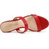 DREAM PAIRS Women’s Two Strap Open Toe Low Block Chunky Heels Sandals Dress Pumps Casual Summer Mules Shoes(Red-pu)