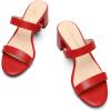 DREAM PAIRS Women’s Two Strap Open Toe Low Block Chunky Heels Sandals Dress Pumps Casual Summer Mules Shoes(Red-pu)