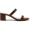 DREAM PAIRS Women’s Two Strap Open Toe Low Block Chunky Heels Sandals Dress Pumps Casual Summer Mules Shoes(Toffee)