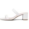 DREAM PAIRS Women’s Two Strap Open Toe Low Block Chunky Heels Sandals Dress Pumps Casual Summer Mules Shoes(White/Pu)
