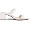 DREAM PAIRS Women’s Two Strap Open Toe Low Block Chunky Heels Sandals Dress Pumps Casual Summer Mules Shoes(White/Pu)
