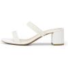 DREAM PAIRS Women’s Two Strap Open Toe Low Block Chunky Heels Sandals Dress Pumps Casual Summer Mules Shoes(White-pearl)