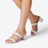 DREAM PAIRS Women’s Two Strap Open Toe Low Block Chunky Heels Sandals Dress Pumps Casual Summer Mules Shoes(White-stone)