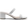 DREAM PAIRS Women’s Two Strap Open Toe Low Block Chunky Heels Sandals Dress Pumps Casual Summer Mules Shoes(White-stone)