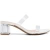 DREAM PAIRS Women’s Two Strap Open Toe Low Block Chunky Heels Sandals Dress Pumps Casual Summer Mules Shoes(White-tpu)