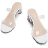 DREAM PAIRS Women’s Two Strap Open Toe Low Block Chunky Heels Sandals Dress Pumps Casual Summer Mules Shoes(White-tpu)
