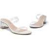 DREAM PAIRS Women’s Two Strap Open Toe Low Block Chunky Heels Sandals Dress Pumps Casual Summer Mules Shoes(White-tpu)
