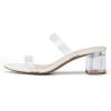 DREAM PAIRS Women’s Two Strap Open Toe Low Block Chunky Heels Sandals Dress Pumps Casual Summer Mules Shoes(White-tpu)