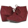 DREAM PAIRS Women’s Wedge Boots Casual Fashion Lace Up Low Heel Ankle Booties Shoes(Burgundy)