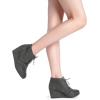 DREAM PAIRS Women’s Wedge Boots Casual Fashion Lace Up Low Heel Ankle Booties Shoes(Grey)