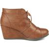 DREAM PAIRS Women’s Wedge Boots Casual Fashion Lace Up Low Heel Ankle Booties Shoes(Tan/Pu)