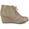DREAM PAIRS Women’s Wedge Boots Casual Fashion Lace Up Low Heel Ankle Booties Shoes(Taupe)