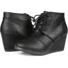 DREAM PAIRS Women’s Wedge Boots Casual Fashion Lace Up Low Heel Ankle Booties Shoes(Tomson-black Pu)