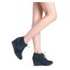 DREAM PAIRS Women’s Wedge Boots Casual Fashion Lace Up Low Heel Ankle Booties Shoes(Tomson-navy)