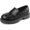 DREAM PAIRS Girls Loafers Chunky Platform Penny Loafers School Uniform Slip On Dress Shoes(Black)