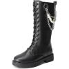 DREAM PAIRS Girls Riding Boots Knee High Side Zipper Mid Calf Shoes Little Kid/Big Kid(Black/Diy)