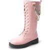DREAM PAIRS Girls Riding Boots Knee High Side Zipper Mid Calf Shoes Little Kid/Big Kid(Pink/Diy)