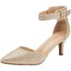 DREAM PAIRS Kitten Heel Low Heel for Women Closed Pointed Toe Pumps Wedding Party Sexy Dress Shoes Lowpointed(Gold/Glitter)