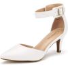 DREAM PAIRS Kitten Heel Low Heel for Women Closed Pointed Toe Pumps Wedding Party Sexy Dress Shoes Lowpointed(White/Pu)