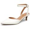 DREAM PAIRS Kitten Heels for Women Low Heel Dress Shoes Wedding Dress Closed Toe Pump Shoes(White/Pu)