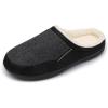 DREAM PAIRS Men’s Cozy Memory Foam Slippers with Fuzzy Wool-Like Lining, Slip-on Washable Indoor Outdoor House Shoes(Black)