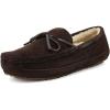DREAM PAIRS Men’s House Slippers Moccasin Indoor Outdoor Fuzzy Furry Loafers Suede Leather Warm Comfortable Shoes(02-brown)