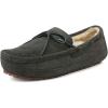 DREAM PAIRS Men’s House Slippers Moccasin Indoor Outdoor Fuzzy Furry Loafers Suede Leather Warm Comfortable Shoes(02-grey)