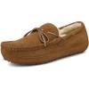 DREAM PAIRS Men’s House Slippers Moccasin Indoor Outdoor Fuzzy Furry Loafers Suede Leather Warm Comfortable Shoes(02-tan)
