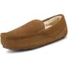 DREAM PAIRS Men’s House Slippers Moccasin Indoor Outdoor Fuzzy Furry Loafers Suede Leather Warm Comfortable Shoes(Tan)