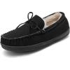 DREAM PAIRS Men’s Moccasin Slippers Fuzzy Plush House Shoes Indoor Outdoor Fleece Lining Loafers(Black)