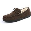 DREAM PAIRS Men’s Moccasin Slippers Fuzzy Plush House Shoes Indoor Outdoor Fleece Lining Loafers(Brown)