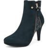 DREAM PAIRS Women’s Ankle Boots High Stiletto Heel Booties Fashion Zipper Short Boots(Dark/Blue-1)
