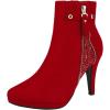 DREAM PAIRS Women’s Ankle Boots High Stiletto Heel Booties Fashion Zipper Short Boots(Red-1)